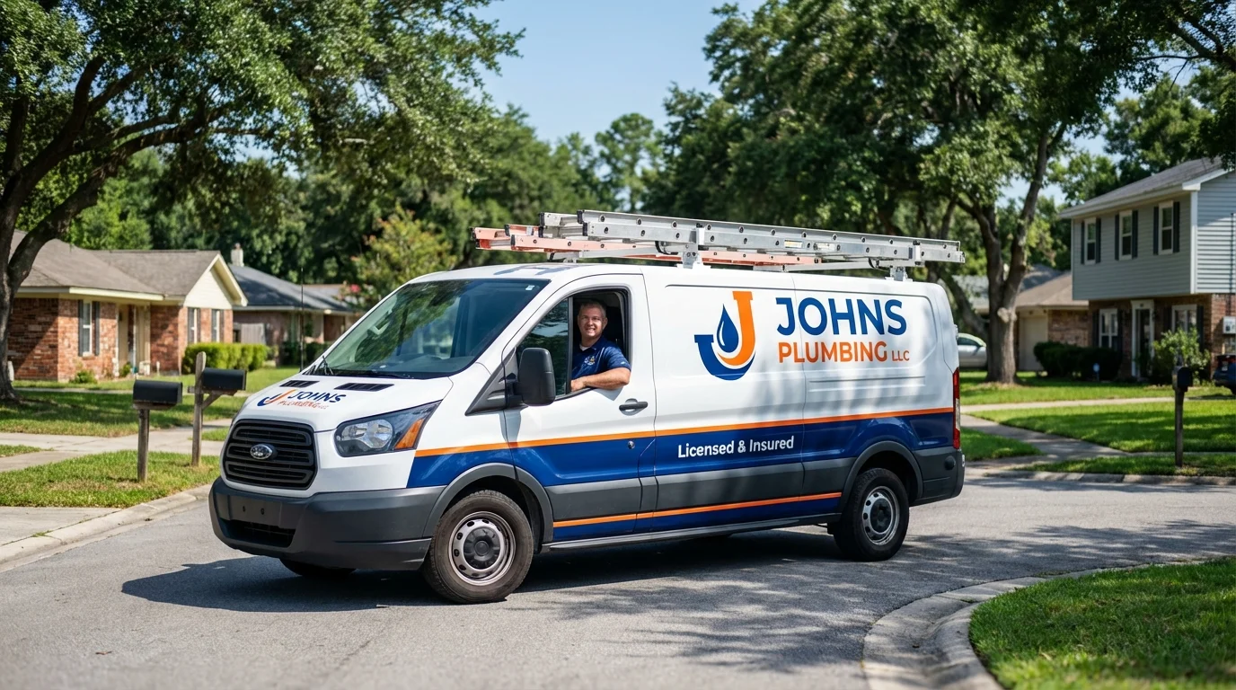 Johns Plumbing LLC service van in Northwood, NH