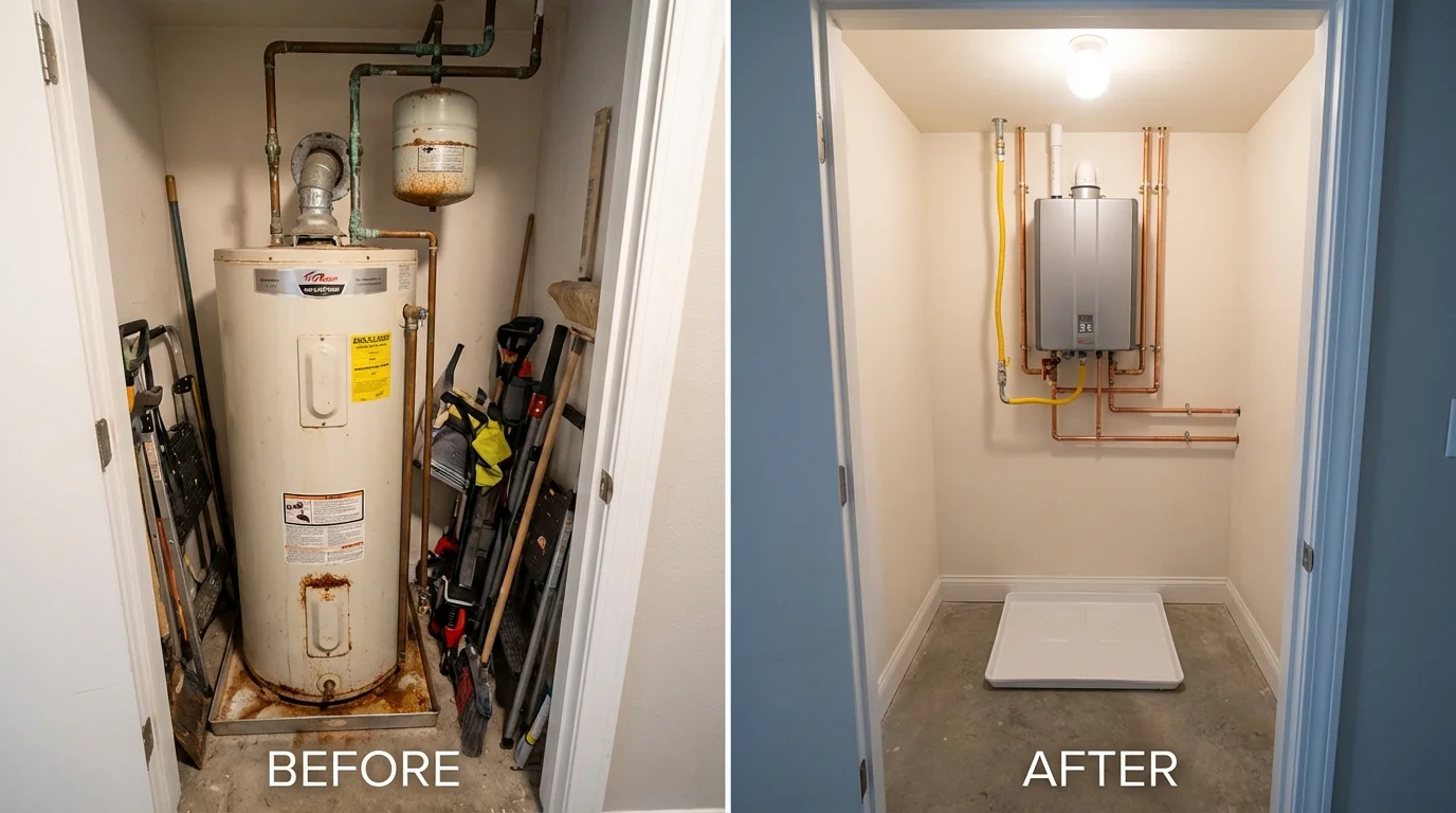 Tank water heater versus wall-mounted tankless unit comparison for Northwood, NH homeowners